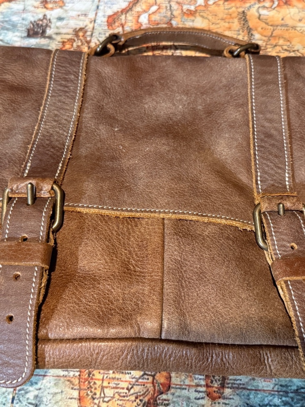 Vintage Roots Tribe Leather Satchel/Messenger Bag